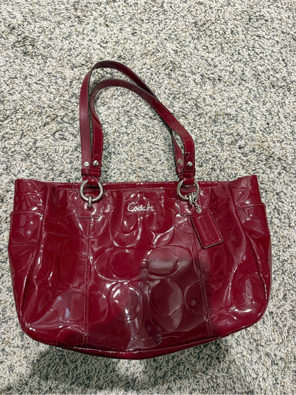 Coach Patent Leather Shoulder Bag in Cranberry Red